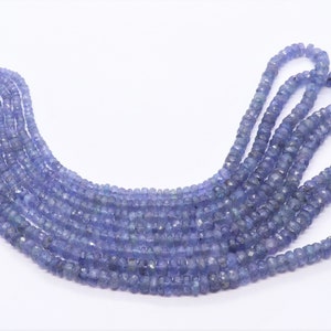 Cuentas de Rondelle facetadas de tanzanita natural, cuentas de piedras preciosas de tanzanita de 3,5-5,5 MM, cuentas de Rondelle de tanzanita facetadas de 16 pulgadas, cuentas para hacer joyas