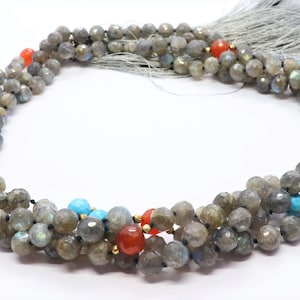 Labradorite Handmade Yoga Mala, Labradorite 108 Beads Mala, Handmade 108 Labradorite Mala Necklace Beads, Rainbow Labradorite Yoga Japa Mala