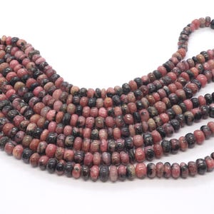 AAA Natural Rhodonite Smooth Beads, 6-7 MM Rhodonite Rondelle Bead, 16 Inch Rhodonite Beads Jewelry making, Wholesale