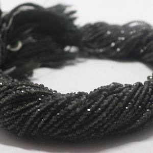 5 Strand AAA Natural 2 MM Black Cat&#39;s Eye Micro Faceted Rondelle Beads, 13.5 Inch Black Cat&#39;s Eye Micro Faceted Rondelle Beads