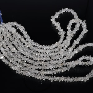 Natural Clear White Herkimer Diamond Quartz Nuggets Beads, 5-7 mm Raw Herkimer Beads, Diamond Gemstone Beads 16 Inch Herkimer Rough Stone
