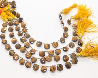AAA Tiger Eye Faceted Hexagon Gemstone Natural Tiger Eye Flat Back Beads, Tiger Eye Fancy Shape Jewelry Making