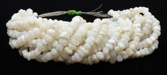 AAA Natural White Opal Raw Nuggets Beads, White Opal Beads, 6-7 MM Opal Tumble Beads, 16 Inch White Opal Smooth Nuggets Bead