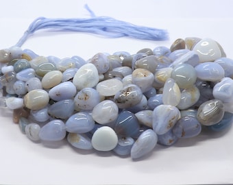 Natural Blue Chalcedony Smooth Nuggets, 6-18 MM Chalcedony Gemstone Beads Blue Chalcedony Plain tumble Jewelry making, Chalcedony nuggets