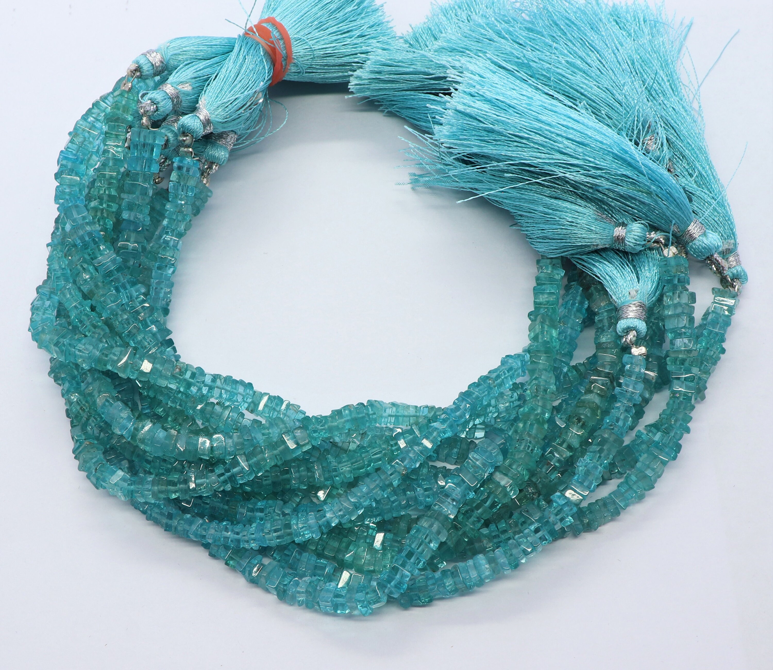 AAA Natural Sky Blue Apatite Heishi Square Beads, 4.5-5 MM