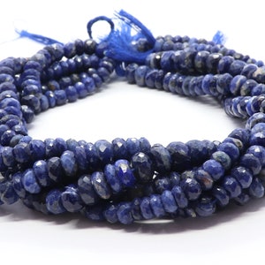 AAA Natural Sodolite Faceted Rondelle Beads, 6.5-7.5 MM Sodolite Beads, 13 Inch Faceted Sodolite Rondelle Beads