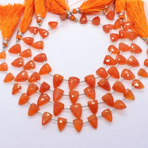 AAA Natural Carnelian Faceted Tie Shape Beads, 7x11-8x12 MM Carnelian  Triangle Beads, 8 Inch Faceted Carnelian  Beads Strand