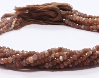 AAA Natural Chocolate Moonstone Faceted Rondele Beads, 3-4 MM Chocolate Moonstone Beads, 13" Brown Moonstone Rondelle Beads