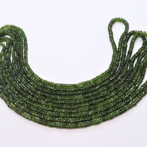 AAA Beautiful Natural Chrome Diopside Faceted Rondelle Beads, 3-4 MM Chromediopside Gemstone Beads, 17&quot; Faceted Green diopside Beads Strand