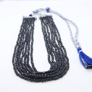 AAA Natural Blue Sapphire Faceted Rondelle Necklace, 3 MM Sapphire Beads, 16-19 Inch Blue Sapphire Rondelle Beads, Blue Sapphire Beads