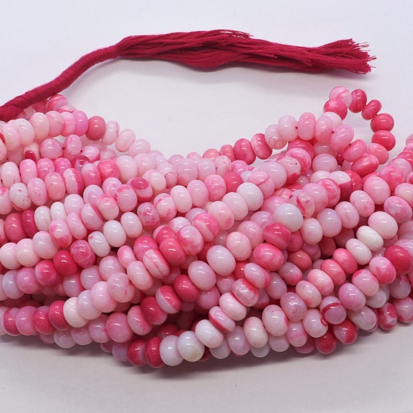 Perles en forme de rondelle unie opale rose AAA, perles d'opale péruvienne rose de 8,5 à 9 mm, opale de barbe à papa de 16 pouces, perles rondes lisses, fabrication de bijoux