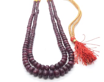 AAA Red Ruby Smooth Rondelle Beads, Ruby Rondelle Beads, 6-8 MM Natural Ruby Beads, 18-19 Inch Smooth Dark Ruby Gemstone Beads Necklce