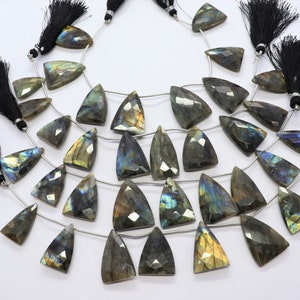 AAA Natural Labradorite Faceted Triangle Shape Beads, 16-18 MM Triangle Trillion Shaped Beads, 7 Inch Flashy Labradorite Far Triangle Beads