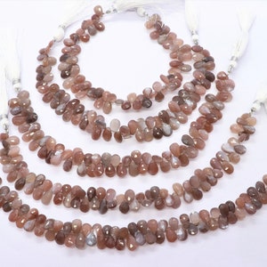AAA Natural Chocolate Moonstone Faceted Pear Shape Beads, 6x8 MM Moonstone Beads , 8 Inch Faceted Moonstone Pear Beads Strand