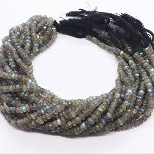 AAA Natural Labradorite Faceted Rondelle Beads, 5-5.5 MM Labradorite Gemstone Beads, 13 Inch Flashy Labradorite Rondelle Beads