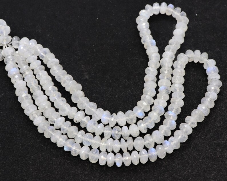 16 Inch Mooonstone Beads Strand AAA Natural White Rainbow Moonstone Faceted Roundelle Beads 7-8 MM Rainbow Moonstone Gemstone Beads