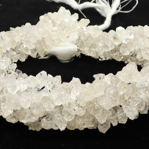 AAA Natural White Herkimer Diamond Nuggets Beads, 8-9 MM Clear Herkimer Gemstone Bead, 15.5 Inch Rough Herkimer Diamond Quartz Beads Jewelry