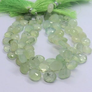 AAA Natural Prehnite Faceted Heart Shape Beads, 9-10 MM Prchnite Gemstone Beads, 8 Inch Heart Shape Beads Strand