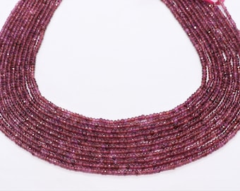 AAA Natural Rhodolite Garnet Faceted Rondelle Beads, 2.5 MM Rhodolite Garnet Beads, 13.5 Inch Pink Rodolite Garnet Rondelle Beads