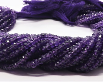 AAA Natural African Blue Amethyst Faceted Rondelle Beads, 4-4.5 MM Amethyst Gemstone Beads, 13 Inch Faceted Blue Amethyst Rondelle Beads