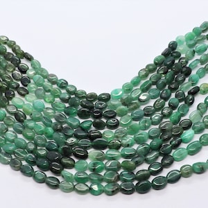 AAA Natural Emerald Smooth Oval Shape Beads, Emerald Gemstone 4x6 MM Emerald Gemstone Beads, 16" Shaded Emerald Oval Necklace Making Beads
