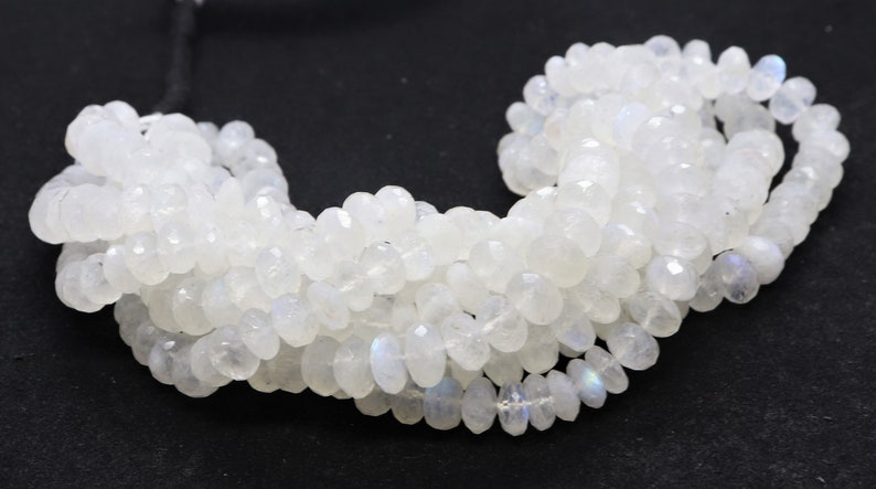 16 Inch Mooonstone Beads Strand AAA Natural White Rainbow Moonstone Faceted Roundelle Beads 7-8 MM Rainbow Moonstone Gemstone Beads