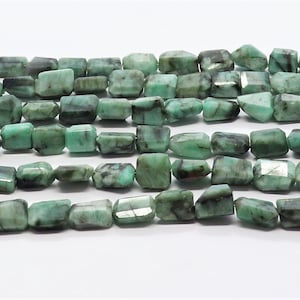 AAA Natural Emerald Shaded Faceted Uneven Shape Nuggets, 9x11 MM Emerald Gemstone Beads, 10 Inch Faceted Tumble Beads