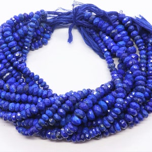 Rare Blue Lapis Lazuli Faceted Rondelle Beads, 5-5.5 MM Lapis Gemstone Beads, 10 Inch Faceted Lapis Lazuli Rondelle Beads, Christmas Sale