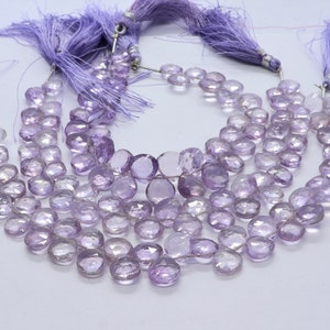AAA Natural Pink Amethyst Faceted Heart Shape Beads, 7-8 MM Amethyst Gemstone Beads, 8 Inch Faceted Pink Amethyst Beads Strand