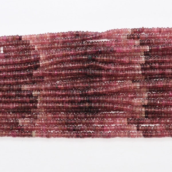 AAA Natural Pink Tourmaline Faceted Rondelle Beads, 4 MM Shaded Pink Tourmaline Beads, 13 Inch Shaded Tourmaline Beads Watermelon Tourmaline