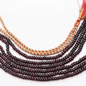 3 Strand AAA Natural Mozambique Garnet Smooth Rondelle Beads, 4-6.5 MM Smooth Garnet Beads, 17-19 Inch Mozambique Garnet Rondelle Necklace