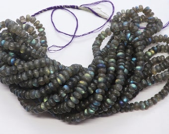 AAA Natürliche Blaue Auffällige Labradorit Glatte Rondell Perlen, 6-6,5 MM Labradorit Edelstein Perlen, 16 Zoll Glatte Labradorit Rondell Perlen