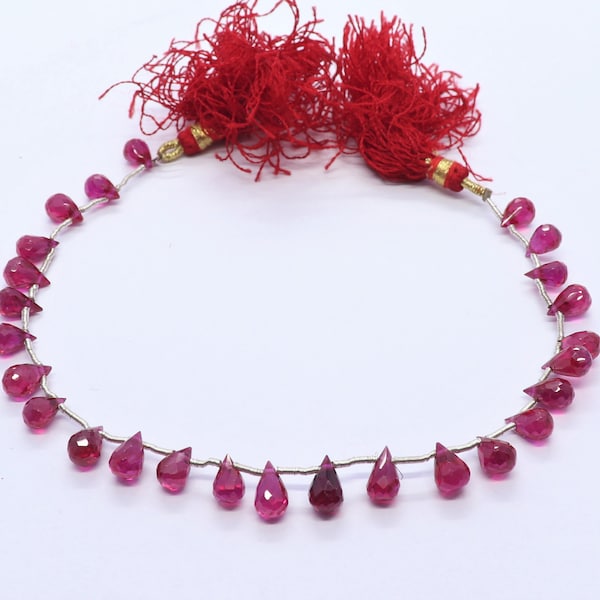 AAA QUALITY Ruby Corundum Faceted Teardrop Beads Ruby Drop Shape Beads Ruby Briolette's Ruby Gemstone Beads Jewelry Making Drops Beads.