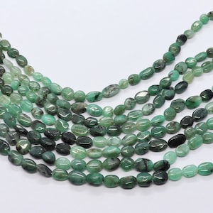 AAA Natural Emerald Smooth Oval Shape Beads, Emerald Gemstone 5x7 MM Emerald Gemstone Beads, 16" Shaded Emerald Oval Necklace Making Beads