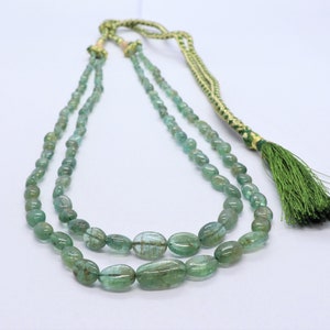 AAA Natural Zambia Emerald Smooth Oval Beads, 4x6-7x12 MM Green Emerald Gemstone Beads, 16-17 Inch Zambia Emerald Oval Shape Necklace