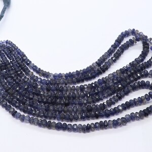 AAA Natural Iolite Faceted Rondelle Beads, 4.5-7 MM Iolite Gemstone Beads, 16 Inch Faceted Iolite Rondelle beads Iolite beads jewelry making