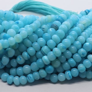 Amazing Sky Blue Opal Smooth Rondelle Shape beads 6-7 MM Sky Blue Opal Gemstone Beads, 16&quot; AAA Plain Opal Bead, Jewelry Making craft