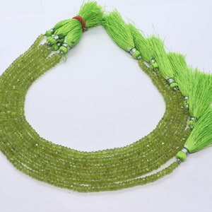 AAA Natural Green Peridot Faceted Rondelle Beads, 4.5-5 MM Peridot Rondelle Beads, 10 Inch Faceted Peridot Beads For Jewelry making