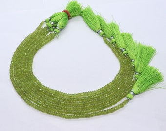 AAA Natural Green Peridot Faceted Rondelle Beads, 4.5-5 MM Peridot Rondelle Beads, 10 Inch Faceted Peridot Beads For Jewelry making
