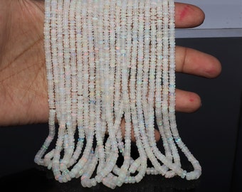 Cuentas Rondelle lisas de ópalo etíope natural / cuentas Rondelle de ópalo Welo, cuentas de ópalo etíope de 3-4,5 MM, cuentas lisas de ópalo etíope de 17 pulgadas