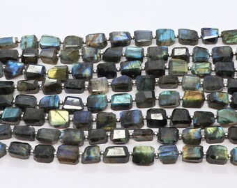 AAA Natural Labradorite Faceted Uneven Shape Nuggets Beads, 10x12 MM Labradorite Gemstone Beads, 10" Faceted Flashy Labradorite Tumble Beads