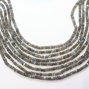 AAA Natural Labradorite Faceted Rondelle Beads, 5-5.5 MM Labradorite Gemstone Beads, 13 Inch Faceted Labradorite Rondelle Beads Strand
