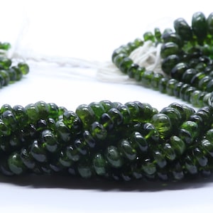AAA Natural Chrome Diopside Smooth Rondelle Beads, 4-5 MM Chromdiopside Gemstone Beads, 15 Inch Smooth Green diopside Rondelle Beads