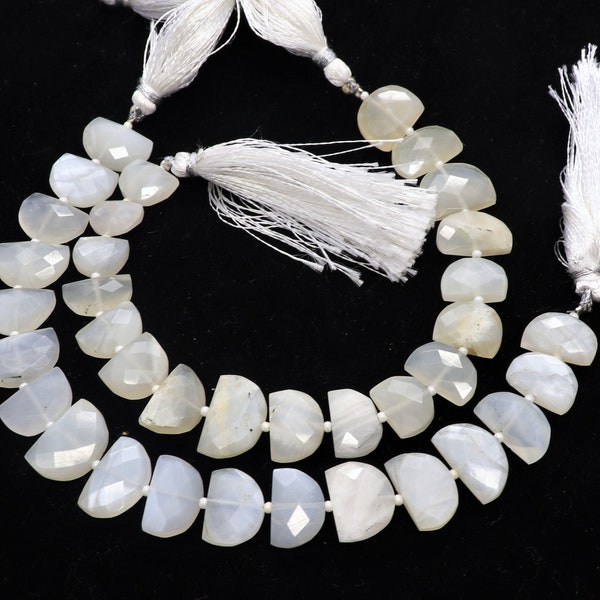 Natural White Moonstone D Shape Fancy Beads, Moonstone Faceted Beads, Rare Fancy White Moonstone, 8Inch Straight Drill White Moonstone Beads