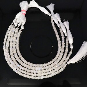 AAA Natural White Rainbow Faceted Rondelle Beads, 4.5-5 MM Rainbow Moonstone Rondelle Gemstone Beads, 8&quot; White Rainbow Faceted  Beads
