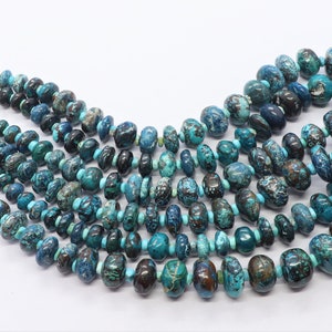 AAA Natural Chrysocolla Smooth Rondelle Shape Beads, Plain Chrysocolla Beads, 7-14 MM Chrysocolla Beads, 15 Inch Smooth Chrysocolla Beads