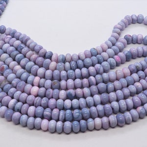 AAA Natural Purple Blue Opal Smooth Rondelle Shape Beads, 8-8.5 MM Beautiful Blue Opal Gemstone Beads, 16 Inch Lavender Opal Rondelle Beads