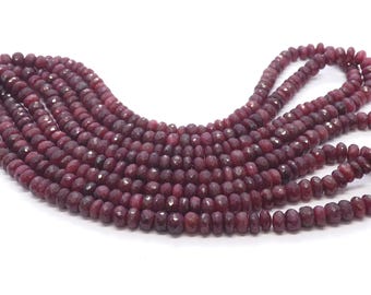 AAA Ruby Faceted Rondelle Beads, Corundum Ruby Beads, Red Ruby Gemstone Beads, 16" Ruby Rondelle beads jewelry making craft, Ruby Gemstone