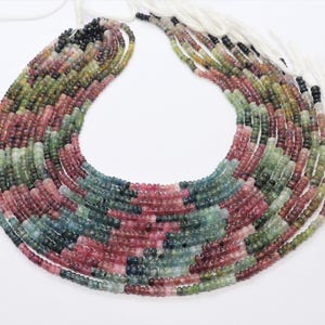 AAA Multi Tourmaline Smooth Beads, Natural Tourmaline Plain Beads, Tourmaline Rondelle Beads, 14" Watermelon Tourmaline Gemstone Beads