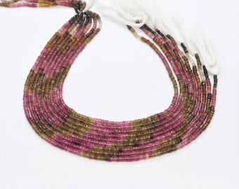 Natural Multi Tourmaline Beads, Multi Tourmaline Faceted Rondelle Beads, Pink+ Yellow Tourmaline 13" Tourmaline Wholesale Loose Beading